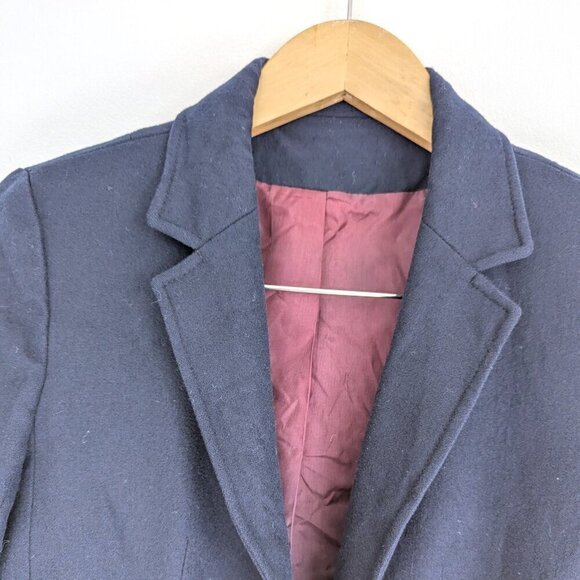 Vintage Larry Levine Crop Navy Blue Tailored Fitted Blazer, One Button Jacket - Picture 3 of 6